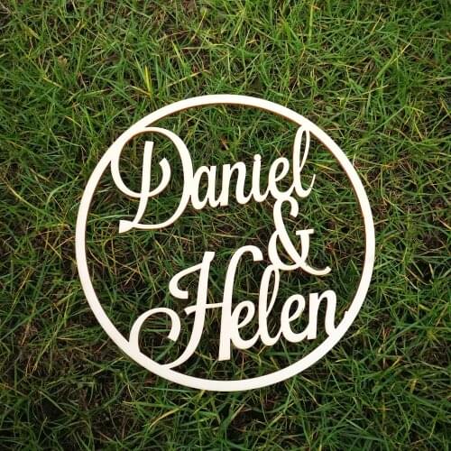 Personalized Couple Wedding Round Wood Style Name sign wood,Custom Bride & Groom Country wedding tablephoto Wall name sign Decor