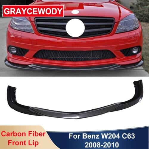 W204 Real Carbon Fiber Front Lip Bumper Shovel Protector For BENZ C Class W204 AMG C63 Sport Car Styling 2008-2010 Modification