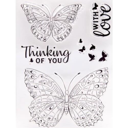 Butterfly Transparent Clear Silicone Stamp Seal Cutting DIY Scrapbooking Rubber Stamping Coloring Embossing Diary Decor Reusable