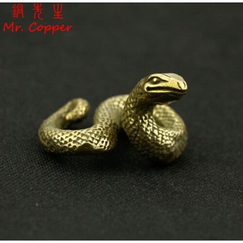 Retro Brass Snake Figurines Home Decor Pure Copper Animal Statue Crafts Office Desk Tea Pet Decoration Small Ornament Collection