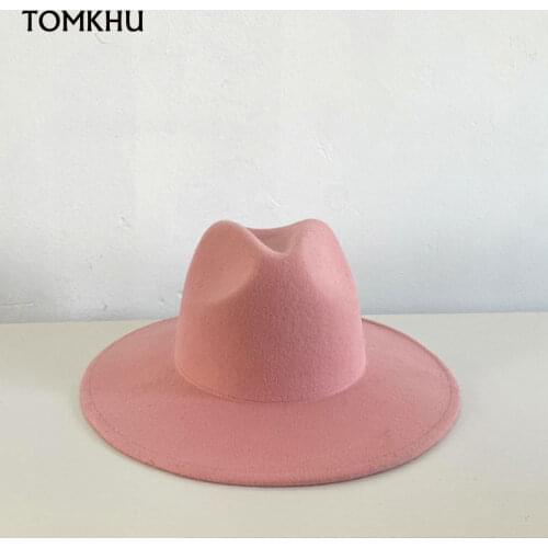 Korean Fashion Autumn Winter Pink Hat Jazz Hat High Quality Wool Fedora Hat For Women Custom Caps Church Hat Cape Sombrero Mujer