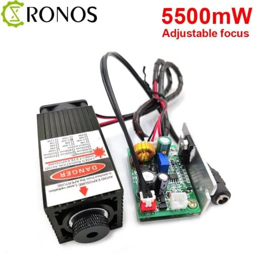 High Power 5.5w 450nm Blue Laser Module , Laser Engraving Machine Parts , Laser Cutting TTL Module 5500mw Laser Tube