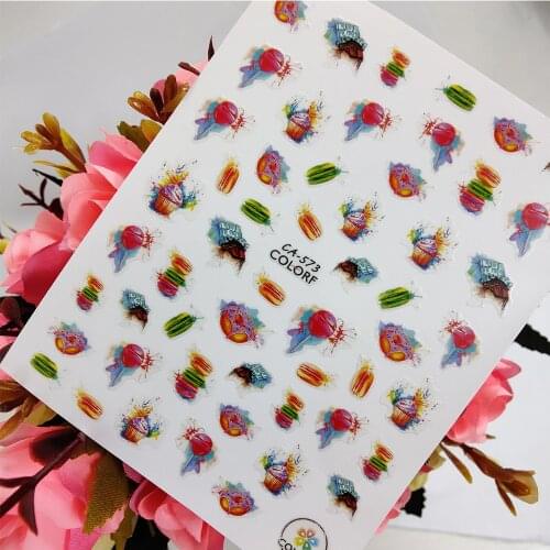 Sweet Biscuits Candy Cake Stickers for nails Design Self adhesive Nail Art Decoraciones Sliders Foil Manicure Accessories