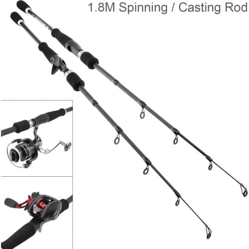 1.8m Carbon Lure Fishing Rod Spinning Casting Rod 6 Section Telescopic Ultra Light Travel Carbon Fiber Fishing Tackle
