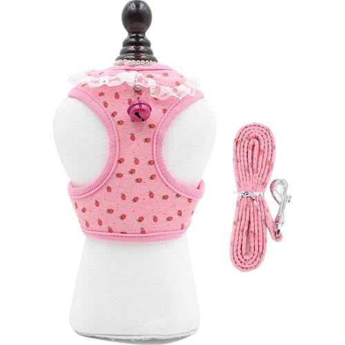 Pet vest traction Harness Lesh Cute Lace Puppy Vest Traction Rope for Small Medium Dogs Cats Soft Breathable Mesh Pet Harness