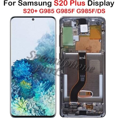 For Samsung Galaxy S20 PLUS LCD Display G985 G985F G985F/DS LCD with Frame Touch Screen Digitizer For Samsung S20+ LCD