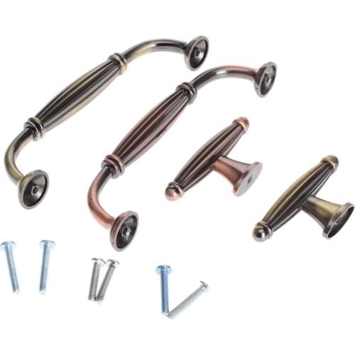 1set Antique Brass Furniture Door Single Ring Pulls Handle Knob Round Ring Kitchen Cabinet Drawer Cupboard Handle Flower Decro