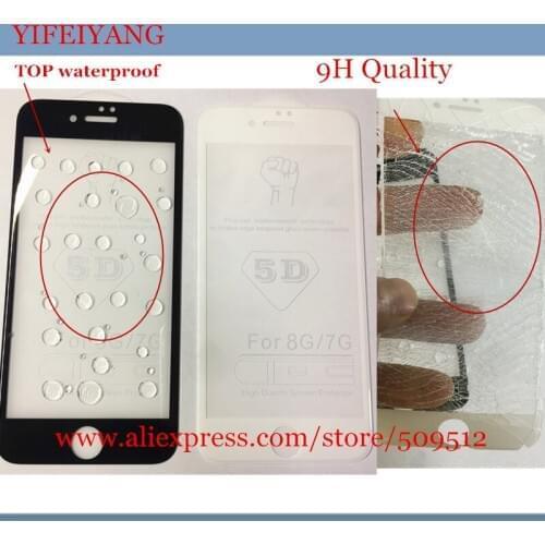 100pcs 9H Quality 5D Screen Protector for iPhone 8 6 6sP 7 7P 8P Upgrade Cold Carving Full Cover Tempered Glass by DHL EMS