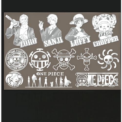 12pcs/set Anime One Piece Metal Decal Stickers for Mobile Phone Laptop Computer PSP DIY Sticker Props