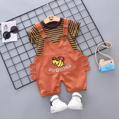 Boys summer clothes sets new casual cotton cartoon clothing kids t-shirt+bib short pants 2pcs for children boys tracksuits sets