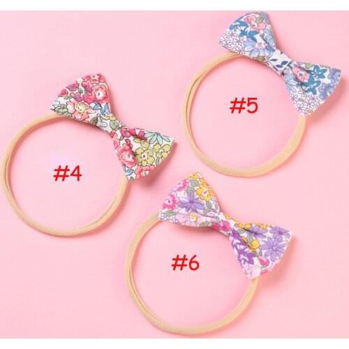 36pc/lot Cotton Fabric Bow Headbands Girls Floral Print Hair Bow with Nylon Headband,School Girl Bohemia style Nylon Headbands