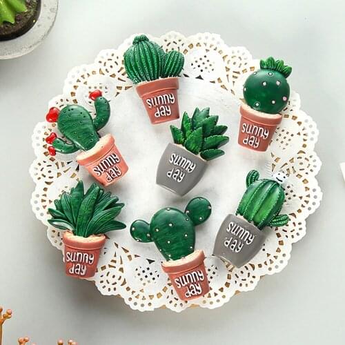 5pcs 3D Cute Succulent Plant Message Board and Reminder for Kitchen Refrigerator Magnet Button Cactus decoration accessories