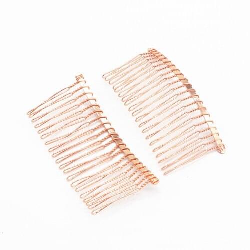 5 PCS 77mm*37mm Metal Hair Combs Base 20 Teeth Black Gold Rhodium Silver color Bronze Fashion Hair Combs Setting For Women