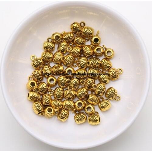 50 Pcs / Lot!) European Charm Spacer 3 Holes Pendant Connector Beads Alloy Antique Gold Plt for Bracelet Making