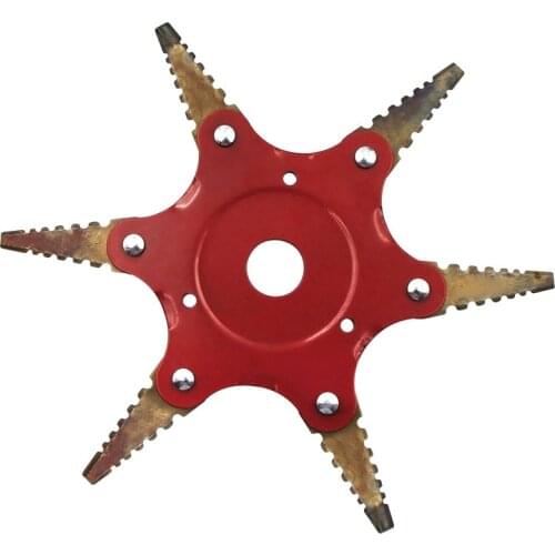 Jagged 6 Teeth Brush Cutter Blade Trimmer Metal Sawtooth Blades 65Mn Garden Grass Trimmer Head for Lawn Mower Six Tooth