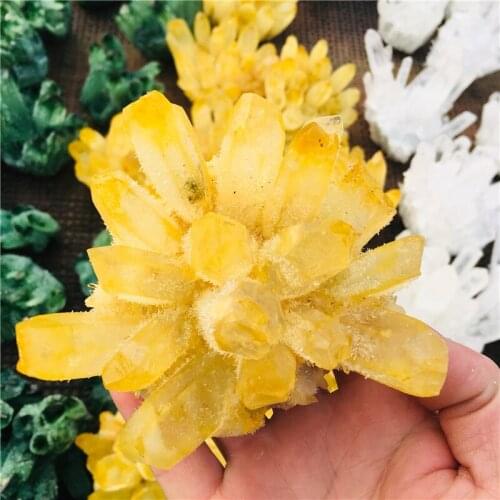 350-450g natural yellow ghost quartz crystal cluster healing crystals raw gemstone specimen for home&office decoration fengshui