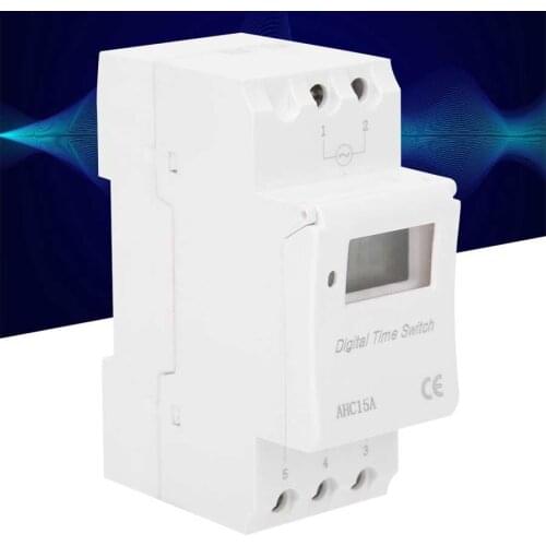 AC 220V-240V Digital Time Switch With LCD Display Rail Type Control Timer AHC15A Industrial Supplies