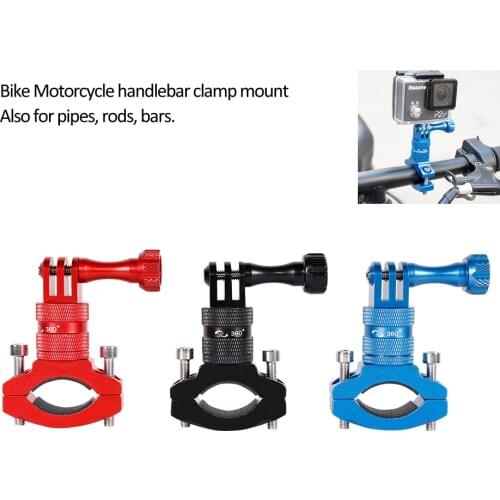 360 Degree Rotation Metal Motorcycle Bike Handlebar Clamp Mount for Gopro 9 8 7 6 5 4 DJI OSMO SJ7 Xiaoyi 4K Go Pro Accessories