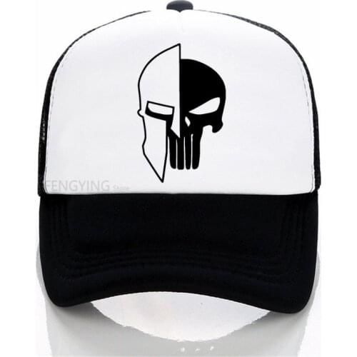 Sparta Helmet Punisher Skull baseball cap Fashion Men Print mesh trucker cap Casual Unisex sports hat