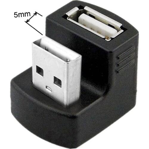 Chenyang Down Angled USB 2.0 Adapter A Male to Female Extension 90 180 360 Degree Black