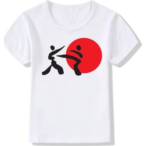 Baby Boys Girls Karate KICK MMA SHOTOKAN Fashion T shirt Children Kanji Casual Summer Tops Kids Clothes