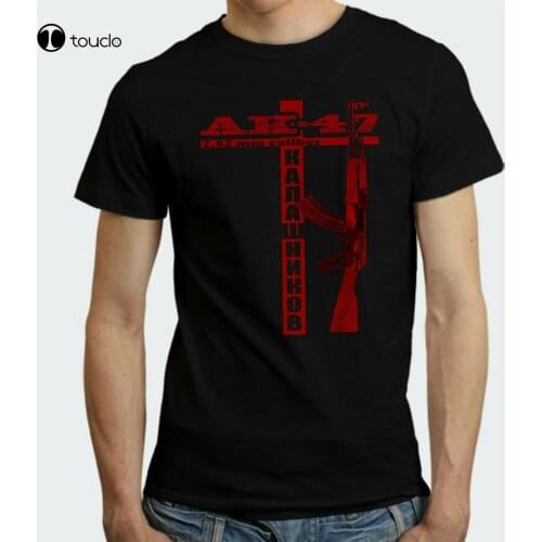 T-Shirt Ak-47 Russian Gun Ussr Kalashnikov Navy Black S - 3Xl