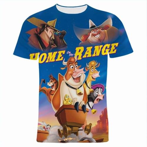 T Shirt For Men Summer Disney Home on the Range Women T-shirt Fashion Cartoon Anime 3D Print Children Tee Shirts