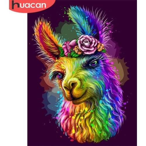 HUACAN 5D Full Drill Diamond Embroidery Cross Stitch Alpaca Diamond Painting Full Square New Arrival Mosaic Needlework Wall Art