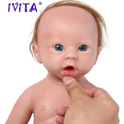 IVITA WG1519RH 48cm Realistic Silicone Reborn Dolls Newborn Baby with Hair Lifelike Skin Soft High Quality Toys for Children