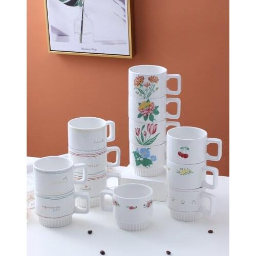 Ceramic cherry simple mug cute girl coffee milk breakfast Nordic creative personality water cup glass mug beer mug