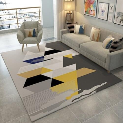 Nordic Geometric Style Carpet Yellow Gray White Pattern Rug Living Room Carpet Sofa Coffee Table Doormat Bedroom Bedside Blanket