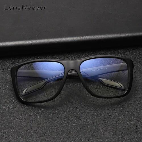 LongKeeper Anti Blue Light Glasses 2020 Fashion Square Eyewear Men Black Frame Blue Light Blocking Computer Male Eyeglasses