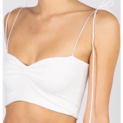 Fashion Women Camis White Black Lace Folds Sexy V-neck Tops Cropped Bottoming Shirt Sleeveless Sling Female Casual Short Tank