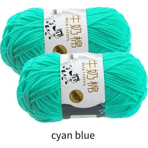 Milk Cotton Cyan Blue 2Pcs/Set 100g Baby Wool Hook Scarf Yarn Knitting Crochet Sewing Material Soft Handmade Home Crafts