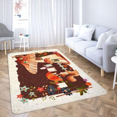 Cartoon Long Floor Mat Mushroom House Home Cute Area Rugs Bedroom Livingroom Decoration Bathroom Printed Doormat Carpets Kawaii