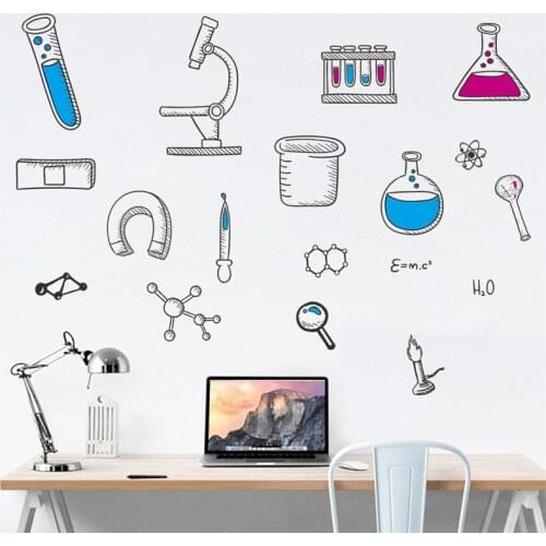 Chemical instrument museum wall stickers for kids rooms window glass school home decor pvc wall decals diy mural art poster