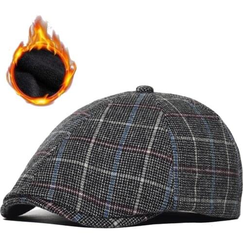 Mens Wool Blend Thick Vintage Ivy Newsboy Cap Warm Winter Classic Octagonal Hat Detective Hats Retro Flat Caps