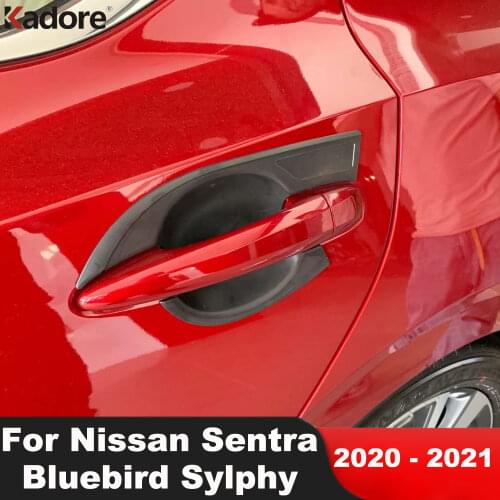 For Nissan Sentra Bluebird Sylphy Almera 2020 2021 Carbon Fiber Exterior Door Handle Bowl Cover Trim Sticker Car Accessories