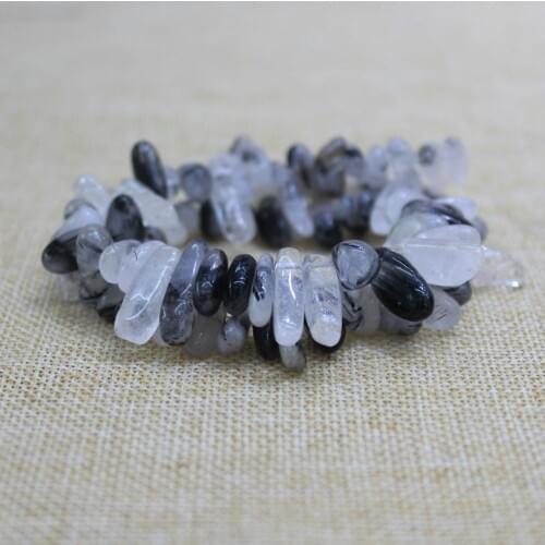 Natural Black Rutilated Quartz Stone Beads Wholesale 12-18mm Stick Shape For DIY Jewelry Making DIY Necklace 80 Pcs Strand 15