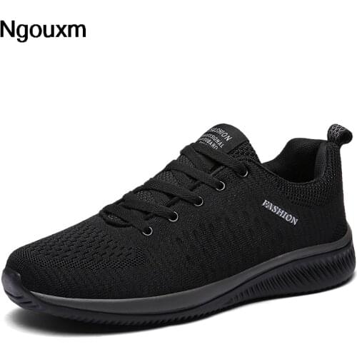 Ngouxm Spring Autumn Men Sneakers Casual Mesh Comfortable Light Breathable Lace-Up Flat With Plus Shoes Size 38-47