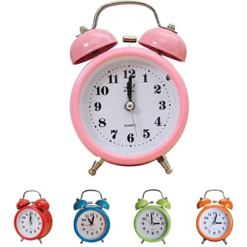Portable Fashion Classic Silent Double Bell Alarm Clock Quartz Movement Bedside Night Light Best Quality