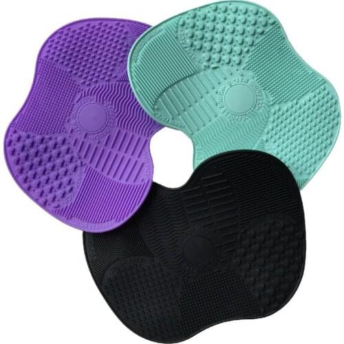 Portable Soft Silicone Makeup Brush Cleaning Pad Mat Makeup Cosmetic Brush Cleaning Pad Scrubbing Mat Tool Scrubber Board