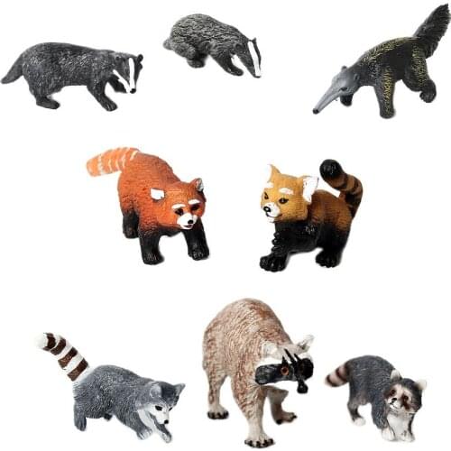 Realistic Forest Animal Figures Raccoon,Badger,Anteater Bear model toys action figure Educational PVC toy figurine Gift For Kid