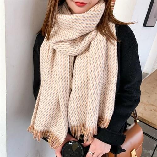 2021 Grid New Imitation Cashmere Scarf Female Winter Warm Fringed Shawl Thickening Protective women Scarf Women