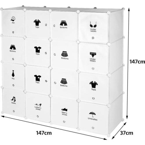 16Tab plastic Wardrobe Closet Shoebox Bedroom Furniture Clothes Storage Organizer Cabinet Locker Combine Clothing Organizer HWC