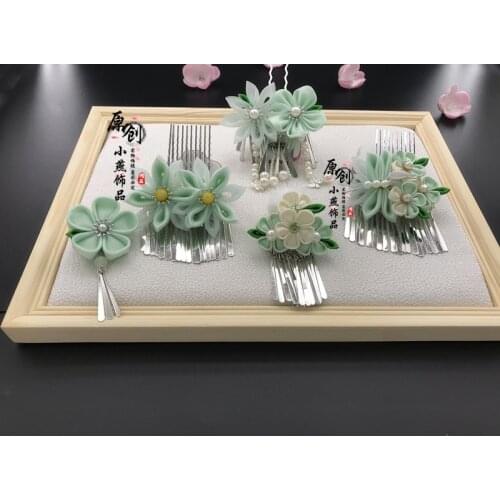 New Japanese new style Japanese style fine work tassel hairpin hairpin kimono Hanfu light green suit Sakura Hairpin accessories