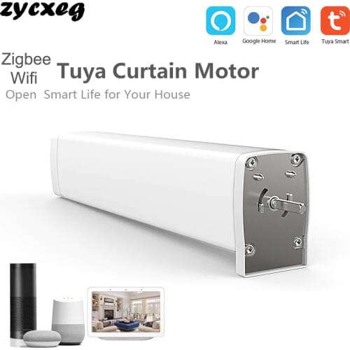 Tuya WIFI Zigbee Electric Curtain Motor,smart home life app remote control/voice control compatible alexa Google home