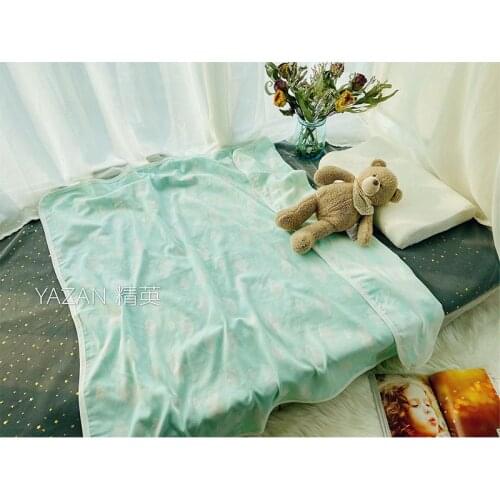 Yazan 110*105cm powder blue cloud 2 layers high quality cotton yarn soft breathable class A cloth baby blanket crib bath towel