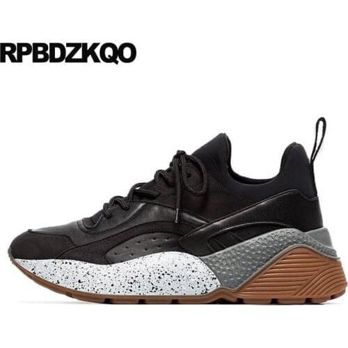 Large size female breathable sneakers black mesh elevator trainers wedge creepers platform shoes brand thick sole muffin women