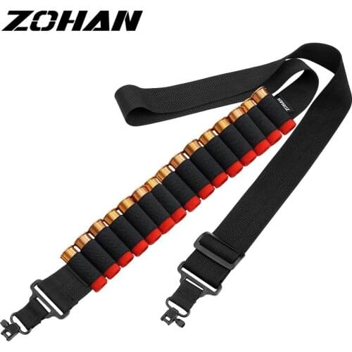 ZOHAN Shotgun Ammo Sling With Shell Holder For 12 Gauge Durable Rifle Slings With Swivels Hold 15 Rounds For Shooting Hunting